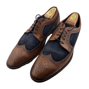Kenneth Cole Wingtip Oxford Shoes Brown Blue Leather Suede Men’s 11.5